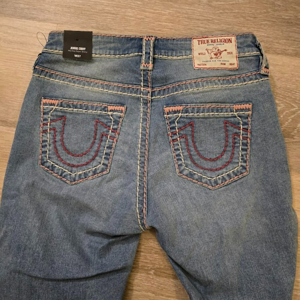 TRUE RELIGION JENNIE SUPER T CURVY SKINNY JEAN SZ 27 - BNWT - Picture 4 of 5